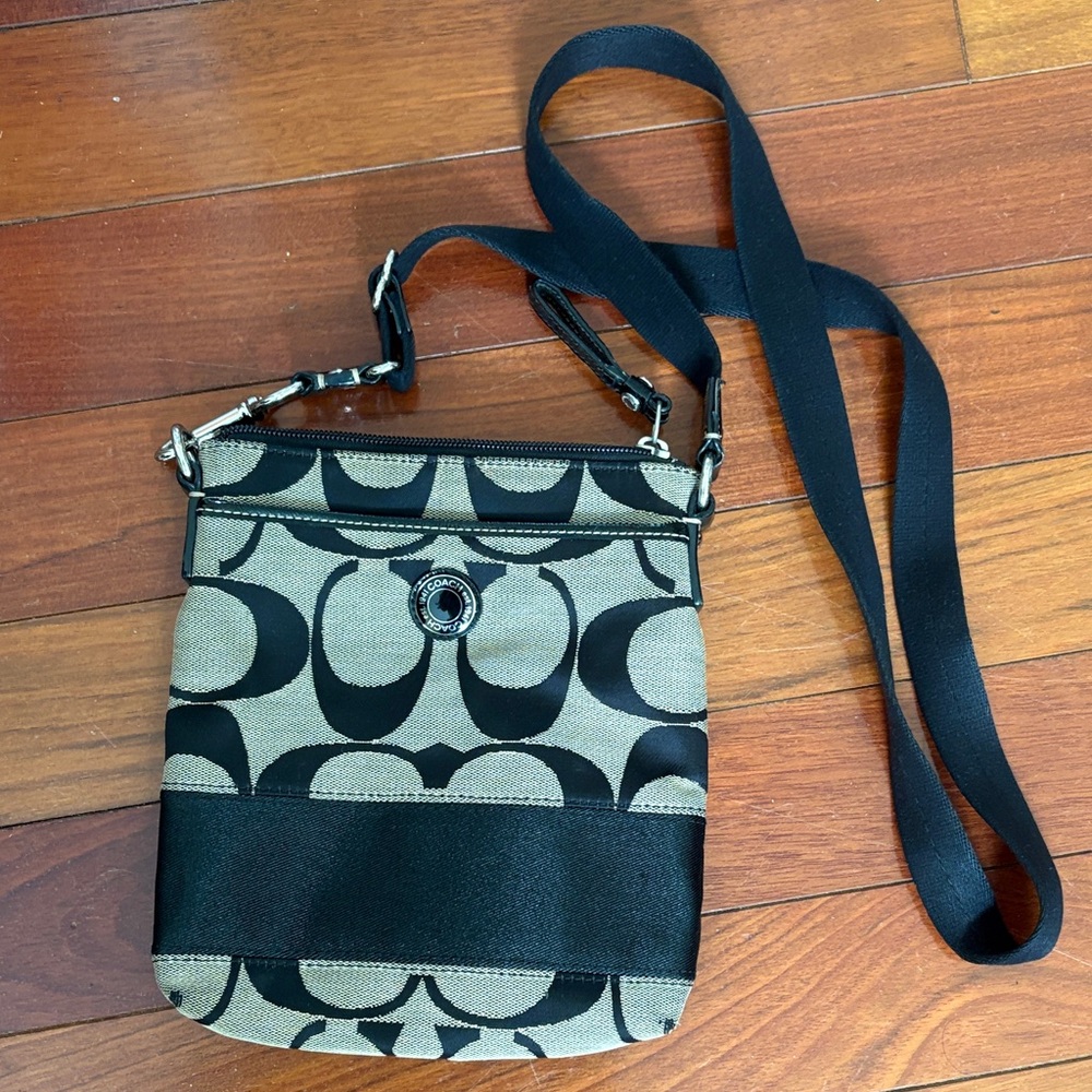 Coach Black and Tan Signature Crossbody Bag
